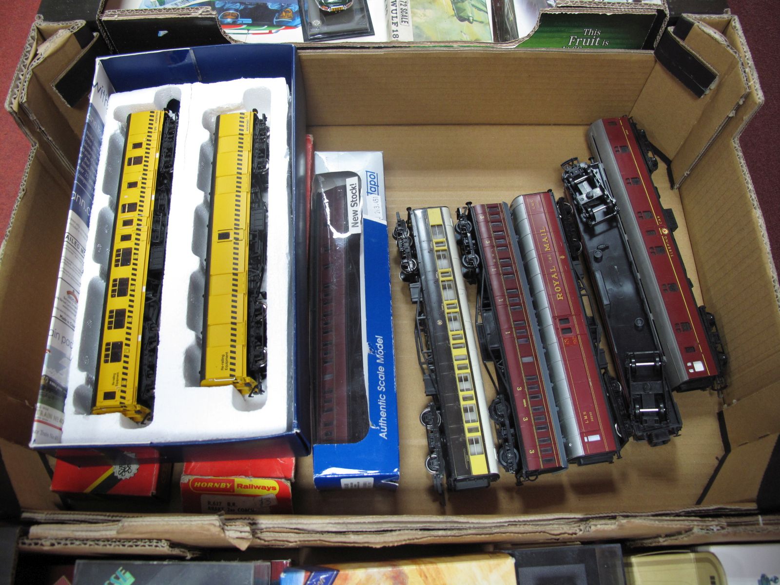 Ten "OO" Gauge Eight Wheel Coaches and Rolling Stock, by Hornby, Dapol, Bachmann, Mainline,