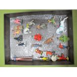 Nineteen Mid XX Century Lead Circus Figures, including Britains Clowns, Equestrian, Boxing Clown and