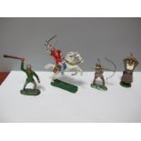 Four Krolyn (Denmark) Light Alloy Figures, including Robin Hood, Friar Tuck, mounted figure and