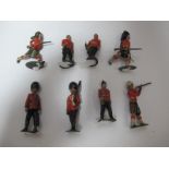 Eight Early XX Century Britains Oval Based Guardsmen and Highlanders, including Plug Handed