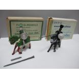 Two Boxed Timpo Lead Knights, comprising The Green Knight from "Knights of the Round Table" (some