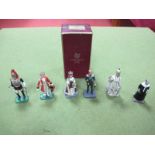 Six Rare Graham Farish 1953 Coronation Metal Figures, including the Queen, Prince Phillip, two box