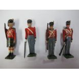 Four Post War Britains Lead Waterloo Period Figures, including Officer and Highland Trooper, very