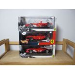 Three Window Boxed 1:18th Scale Hot Wheels Racing Diecast Model Formula One Cars, all Michael