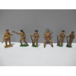 Six Mid XX Century Lead Davy Crockett Figures, manufacturers include Cherilea, Crescent. Very good