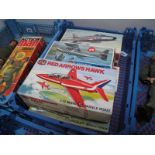 Eight Boxed Airfix Plastic Model Aircraft Kits, all 1:72nd Scale #03026-1 Red Arrows Hawk, #02062-