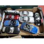 Eight 1:18th Scale Outline German Diecast Sports Cars by Burago, Maisto, UT, Anson, including U.T.