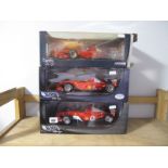 Three Window Boxed 1:18th Scale Hot Wheels Racing Diecast Model Formula One Cars, all Michael