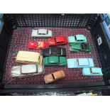 A Quantity of 1940's and Later Dinky Diecast Cars, including a Austin Somerset in red, Morris Oxford