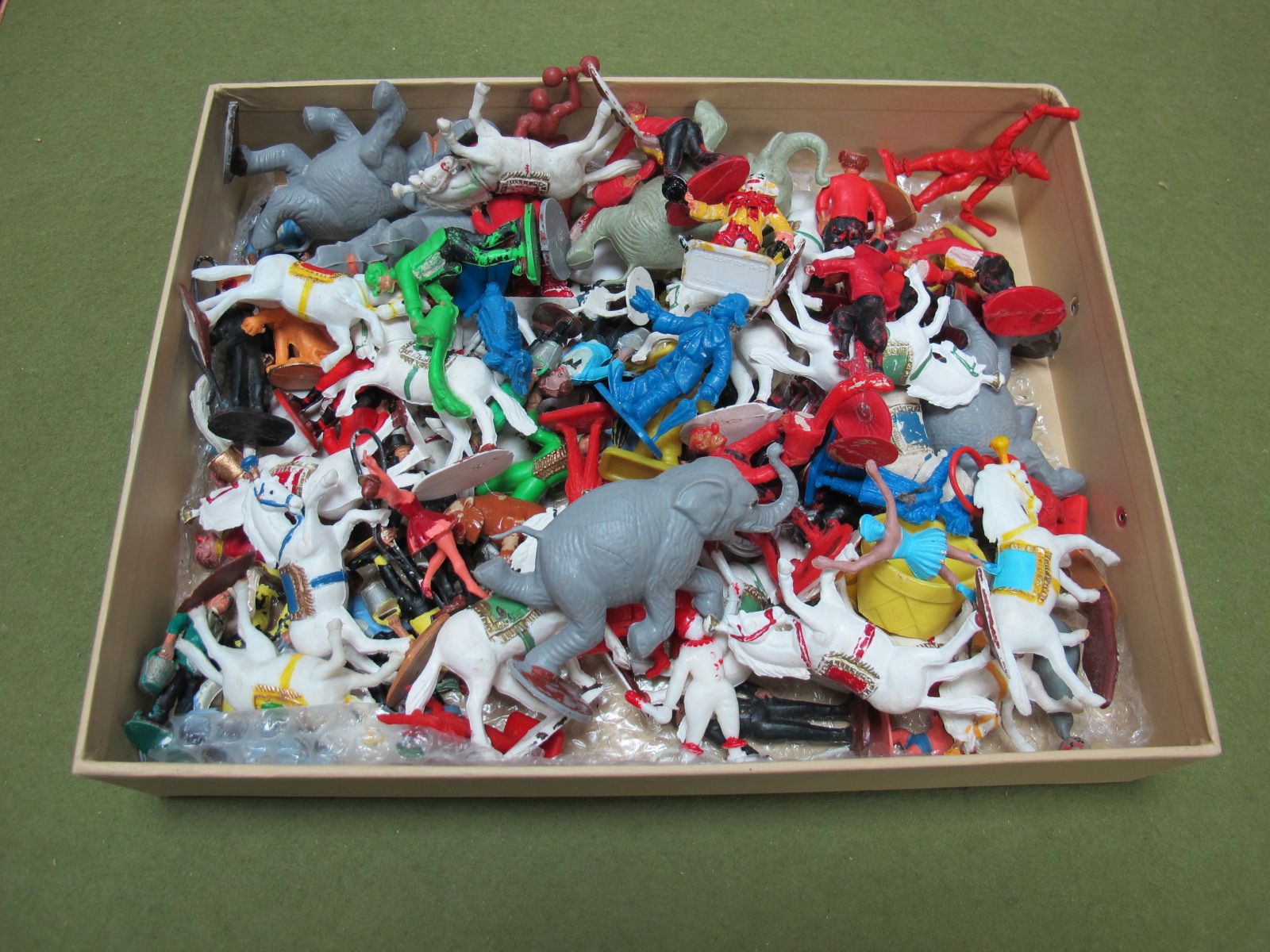 A Quantity of Plastic Circus Figures by Charbens, Crescent and Others, good to playworn.