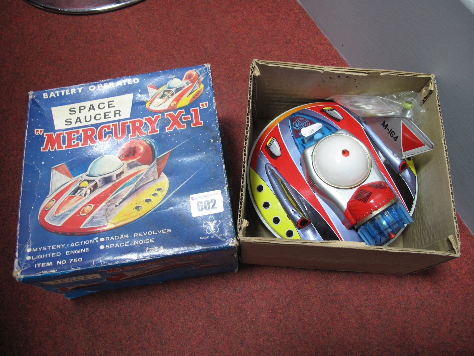 A 1970 Tinplate and Plastic "Mercury X-I" Space Ship By Yonanaza of Japan, battery operated,