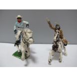 A Mid XX Century Lone Star Plastic Lone Ranger and Tonto Mounted Figures, playworn.