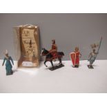 Five Mignot (France) Historical Lead Figures, both male and female including mounted King and