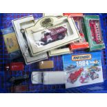 A Matchbox Series Accessory Pack No. 1 Esso Petrol Pumps, good condition in poor box. Plus four