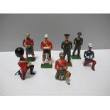 Seven Britains Lead Figures Mid XX Century Various Officers with Binoculars, including khaki