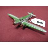 A Pre-War French Dinky Aircraft No. 61a Dewoitine D388, finished in silver/green, some signs of