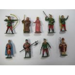 A Mid XX Century Benbros Nine Figure Lead Robin Hood Set, (complete), good to playworn.