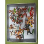 A Quantity of Mid XX Century Plastic Red Indians by Lone Star, Herald, Timpo, Among Others,