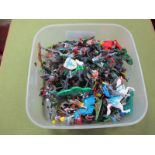 A Quantity of Plastic Mounted Knights by Britains, Deetail and others, playworn.