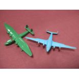 Two Original Dinky Aircraft, #60W Flying Boat, green body, red plastic roller, no markings, four