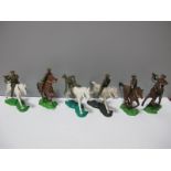 Six Crescent Plastic Mounted WWI Officers, fair to playworn.