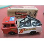 A Marx Large Scale Pressed Steel Breakdown Truck, in need of some repair to lift, boxed , box poor.