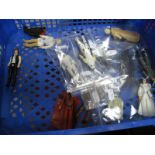 Thirteen Original Star Wars Figures, 1977 era, including Princess Leia with blue/black blaster, Luke