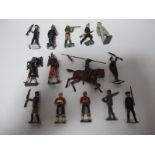 Fourteen Mid XX Century Britains Various Lead Military Figures, including RAF Firefighter, Rifle