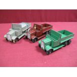 Three Original Dinky, #255 Six Wheeled Wagons, one pre-war, grey body, dashboard detached but