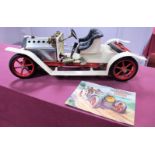 A Mamod Live Steam SA1 Model Roadster, six spoke wheel model, cream body, model has been steamed, no