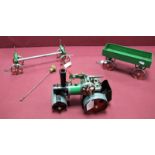 A Mamod Live Steam SRI Model Steam Roller, burner, scuttle, extension steering rod present, model