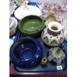 Mettlach 1779, Doulton BB2, amphora vases, bowls:- One Tray