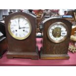 MS Hotels Oak Cased Mantel Clock, with eight day movement, stamped 2467-4-6.