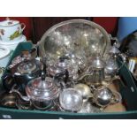 Assorted Plated Teasets, trays, etc:- One Box