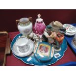 Two U.S. Zone German Figures, Coalport 'Kimberley', Doulton 'Poacher' character jug, trinket tray