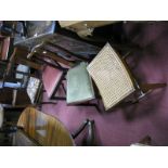 A Pair of 1920's Walnut Splat Back Chairs, bedroom chair, bergere topped stool. (4)
