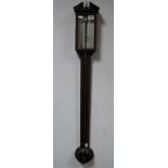 A XX Century Reproduction Mahogany Stick Barometer, in the George III style, with boxwood stringing,