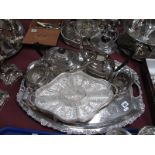 Large Viners Tray, with vine border, four piece tea service with gadrooned lower body, hors d'