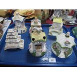 Six Coalport Bone China Houses 'The Toll House', The Summers House', 'Pagoda House', 'Bridge House',