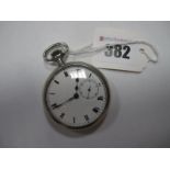 An Openface Pocketwatch, the white dial with black Roman numerals and seconds subsidiary dial, the