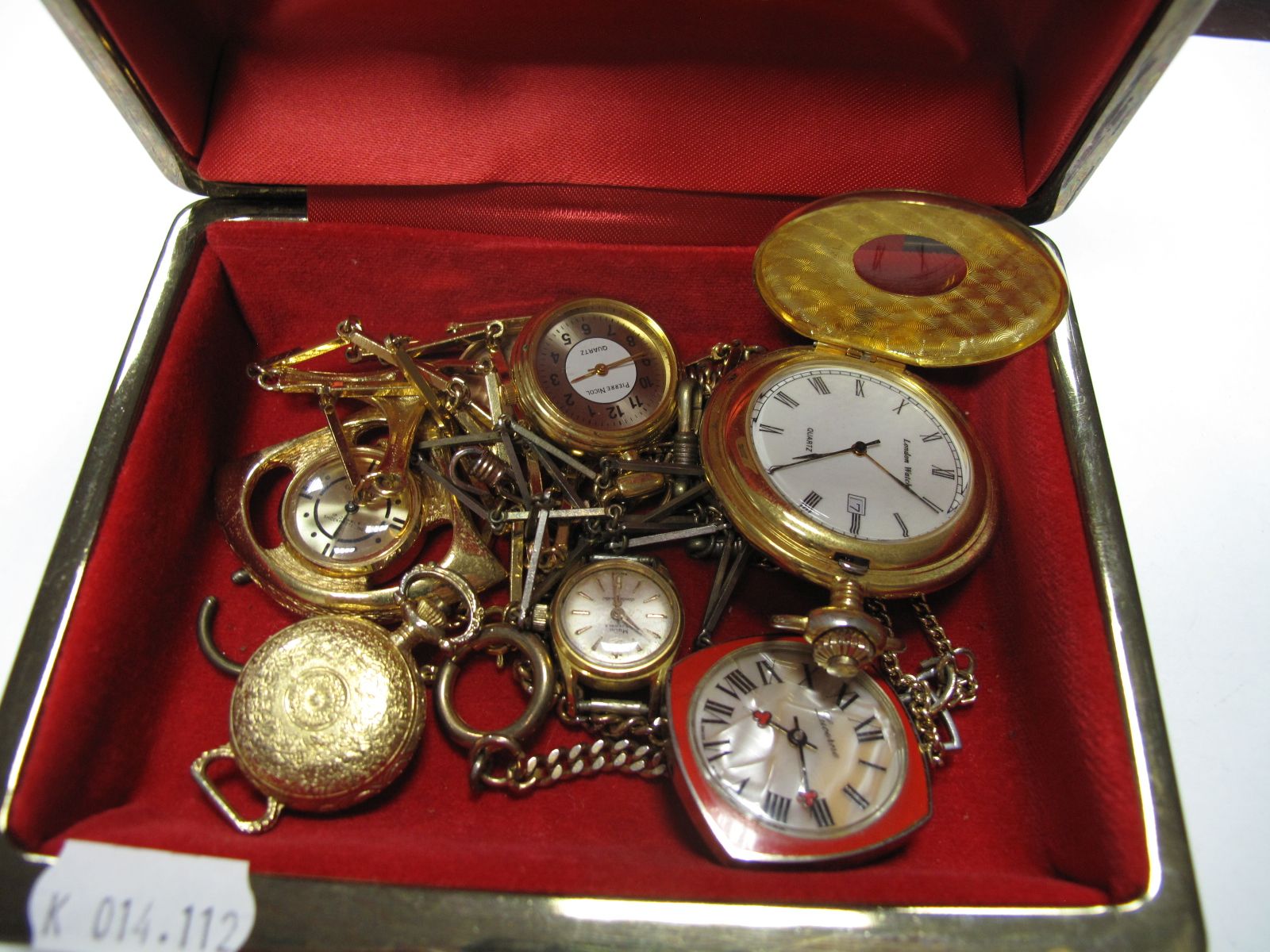 An Antique Style Half Hunter Pocketwatch, Corocraft ladies pendant watch, on baton link necklace,