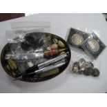 Commemorative Coins, Ronson lighter/pencils, novelty bottle opener, buttons, '$' money clip, a '