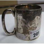 A Hallmarked Silver Small Tankard, Birmingham 1931, of tapering form, engraved with monogram and