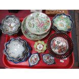 Five XIX Century Celadon Plates, ten Japanese wavy rim dishes and four others:- One Tray