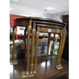 A Nest of Mid XX Century Walnut Demi Lune Coffee Tables, on slender cabriole legs.