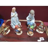 Royal Worcester Figurine 'Sweet Anne' 3630, Nao seated boy with rabbit, four Hummel figures. (6)