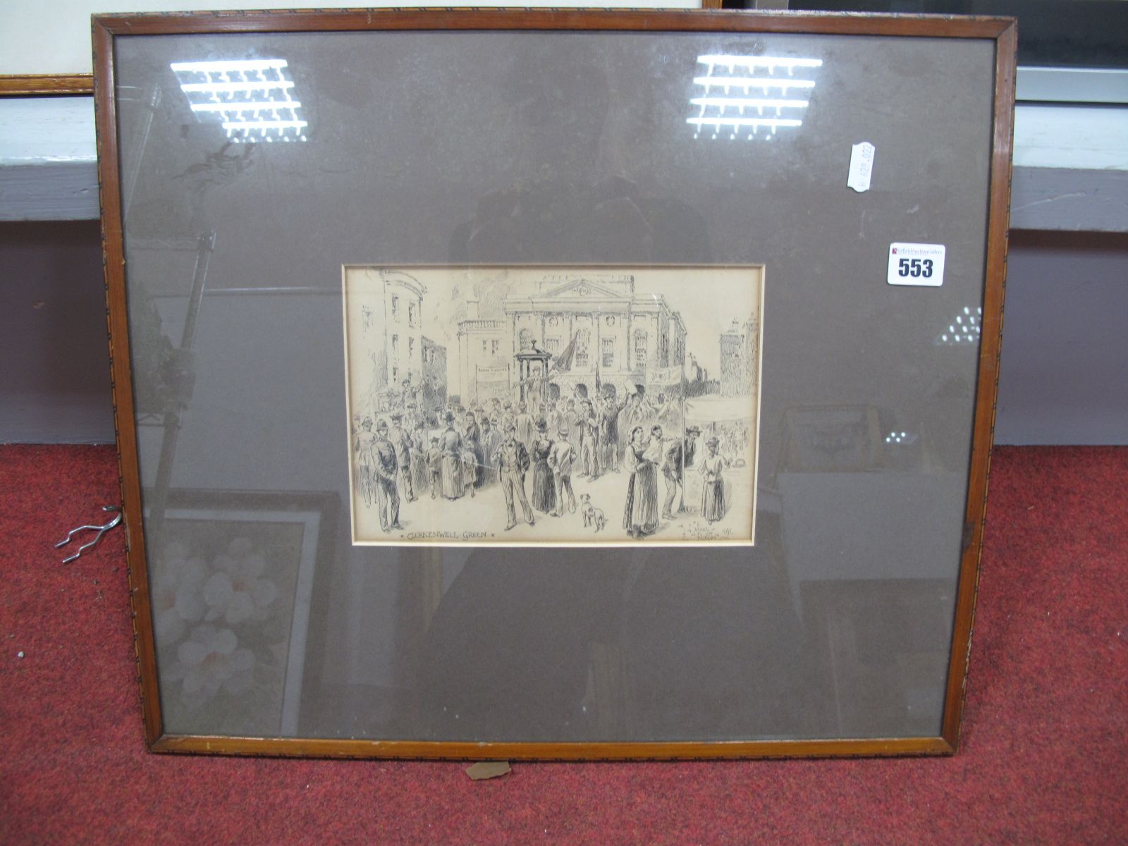 Railton, Justice Rally at Clerkenwell Green, ink drawing, signed and dated 1891, 15 x 22.5cm.