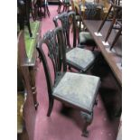 A Set of Six Mahogany Chippendale Style Dining Chairs, circa 1920's on cabriole legs and ball and