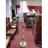A Painted Standard Lamp, circa 1920's, with chinoiserie decoration on cream ground, three bun feet