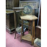 An Early XX Century Oak Occasional Table, with a hexagonal top on pierced supports, with under